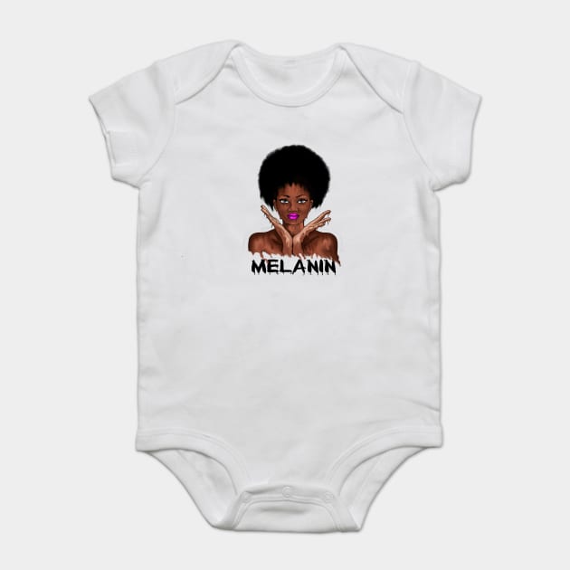 Drippin Melanin Afro Black History Baby Bodysuit by logiamerch